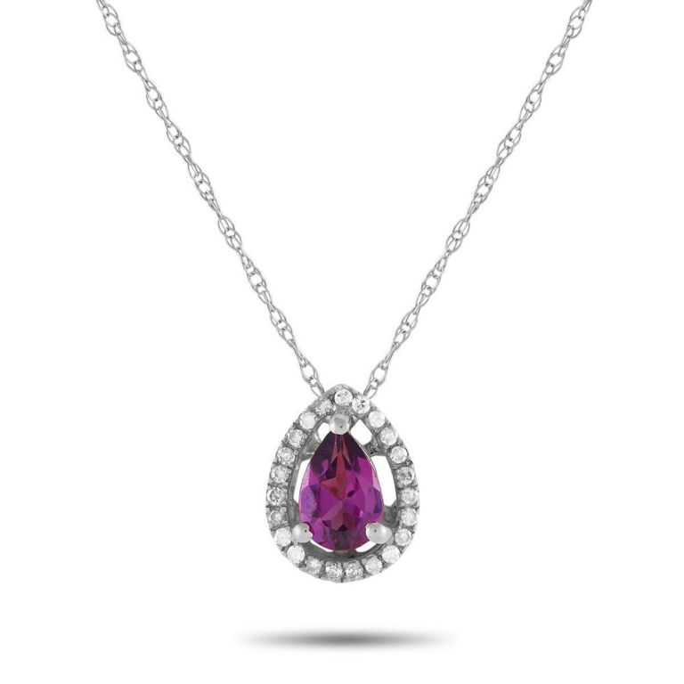14k white gold rhodolite necklace