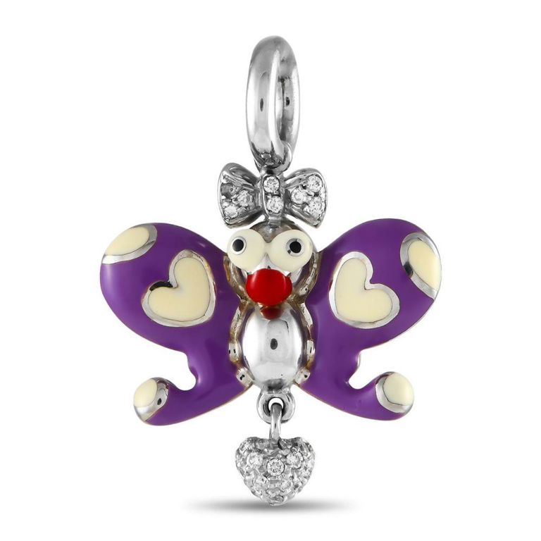 18k white gold diamond butterfly charm