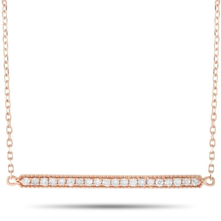 14k rose gold diamond and pearl necklace