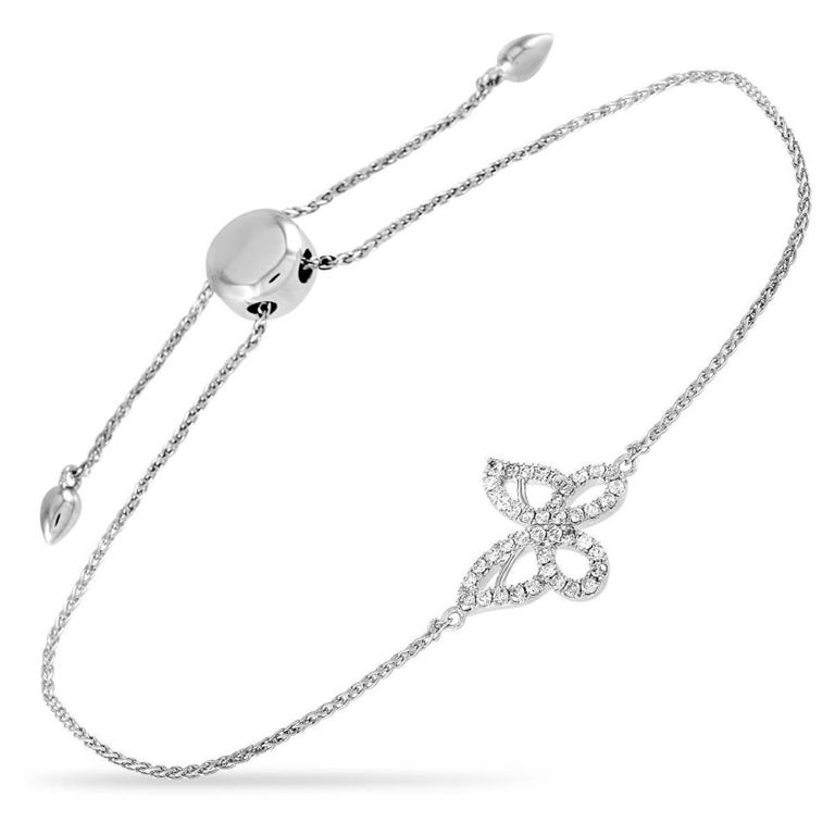 14k white gold diamond butterfly bracelet