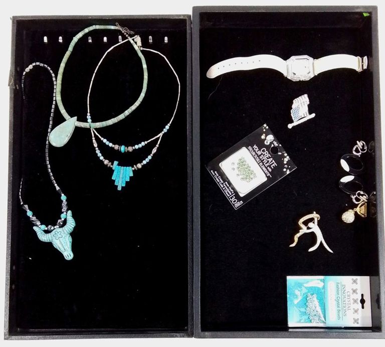 Assorted Southwest silver jewelry with Swarovski beads