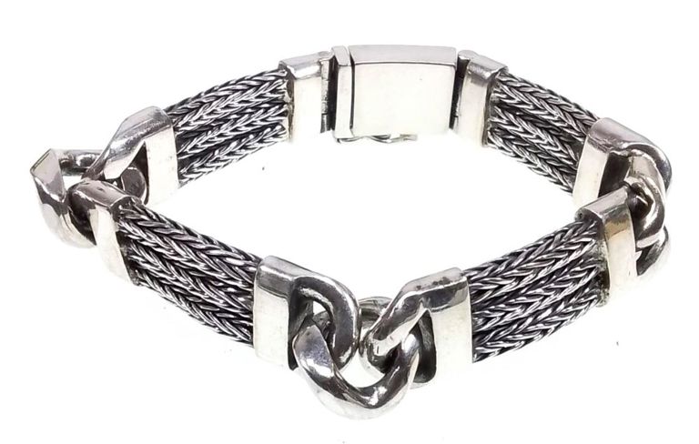 Sterling silver multi-byzantine link bracelet