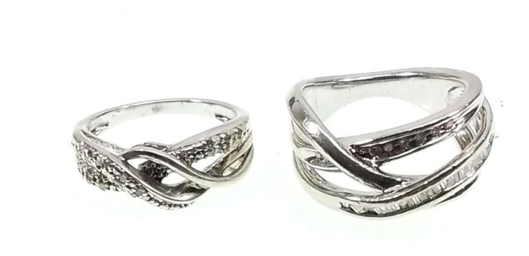 Sterling silver and diamond rings