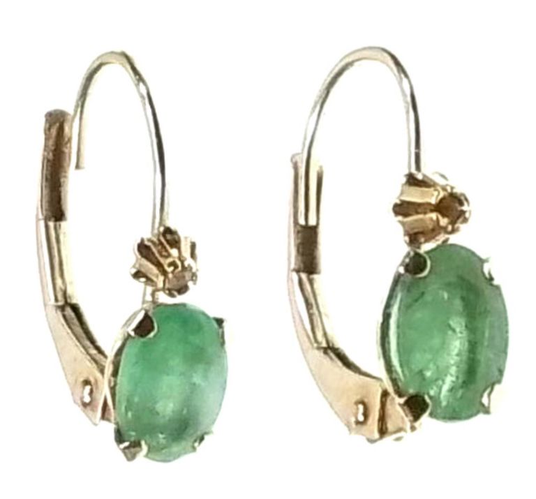 10k yellow gold chrysoprase earrings
