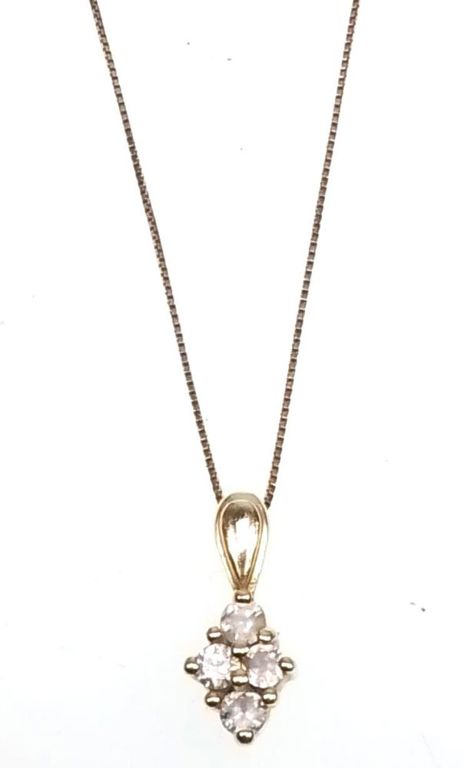 14k yellow gold diamond pendant necklace