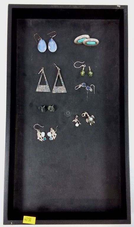 Sterling silver turquoise and pearl earrings set