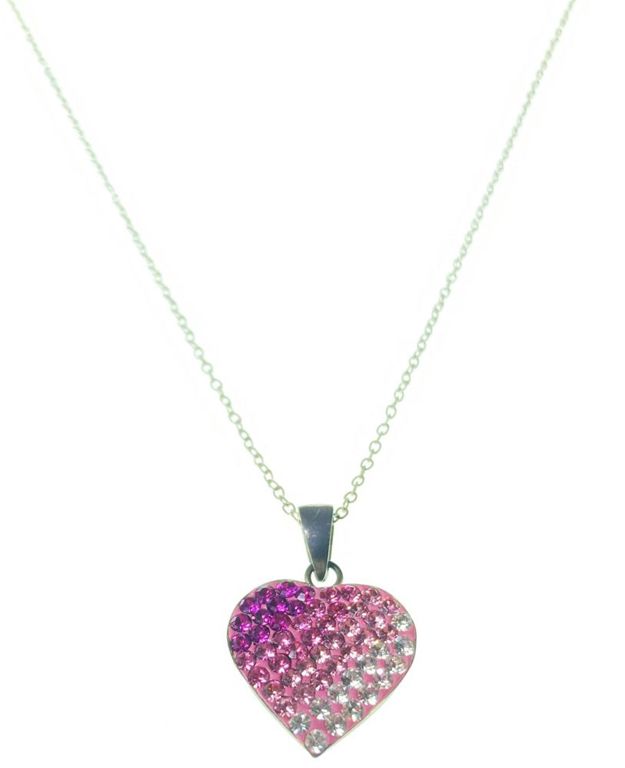 Sterling silver chain necklace with pink heart pendant