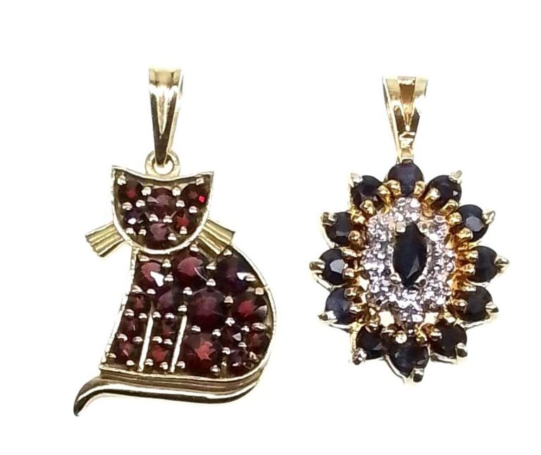 French silver and sterling gemstone pendants