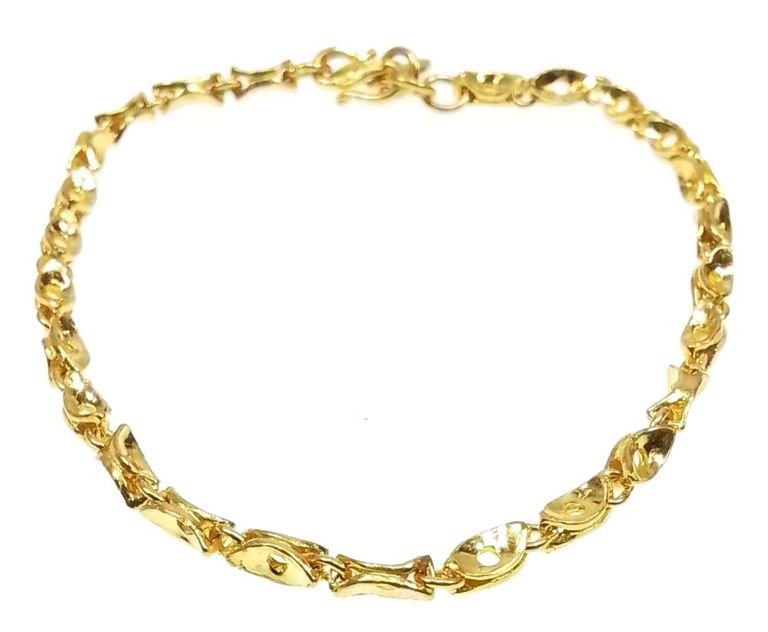 14k yellow gold anchor chain bracelet