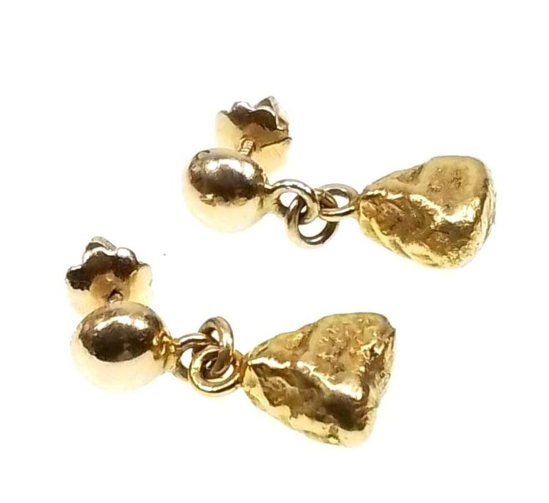 14k yellow gold nugget earrings