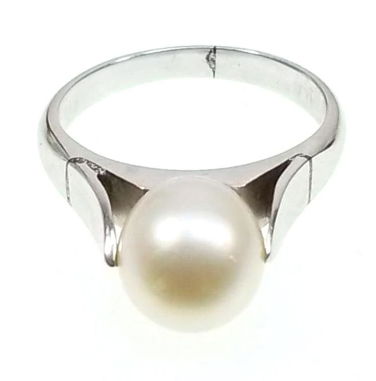 14k white gold pearl ring