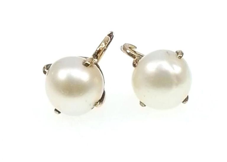 14k yellow gold pearl earrings