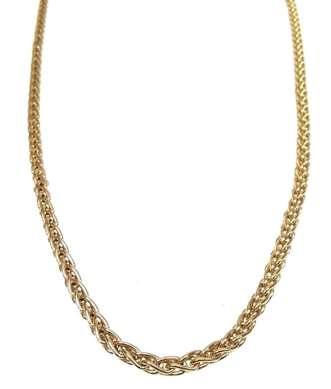 14k yellow gold wheat chain necklace