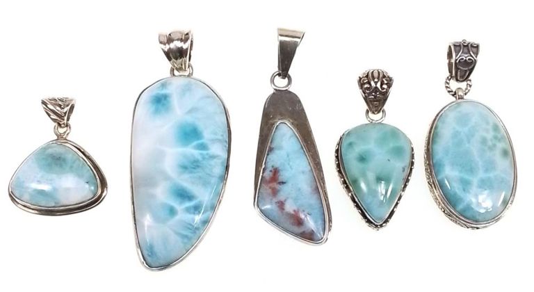 Sterling silver larimar necklace pendants