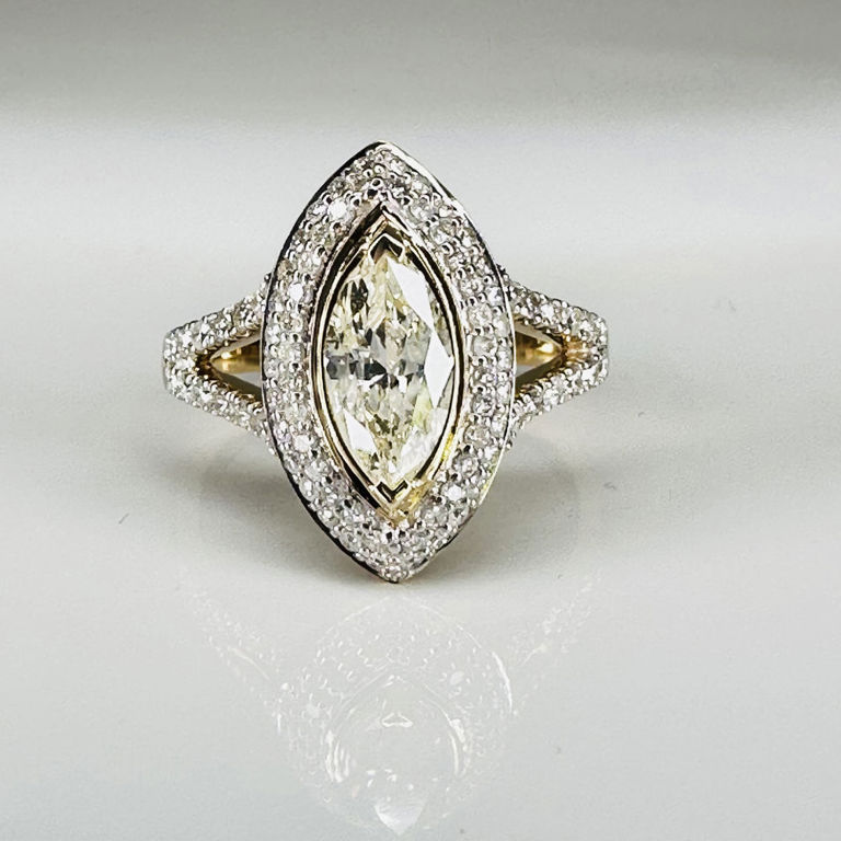 14k yellow gold diamond double halo ring
