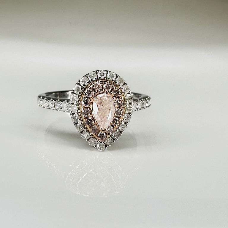 14k white and rose gold diamond double halo ring