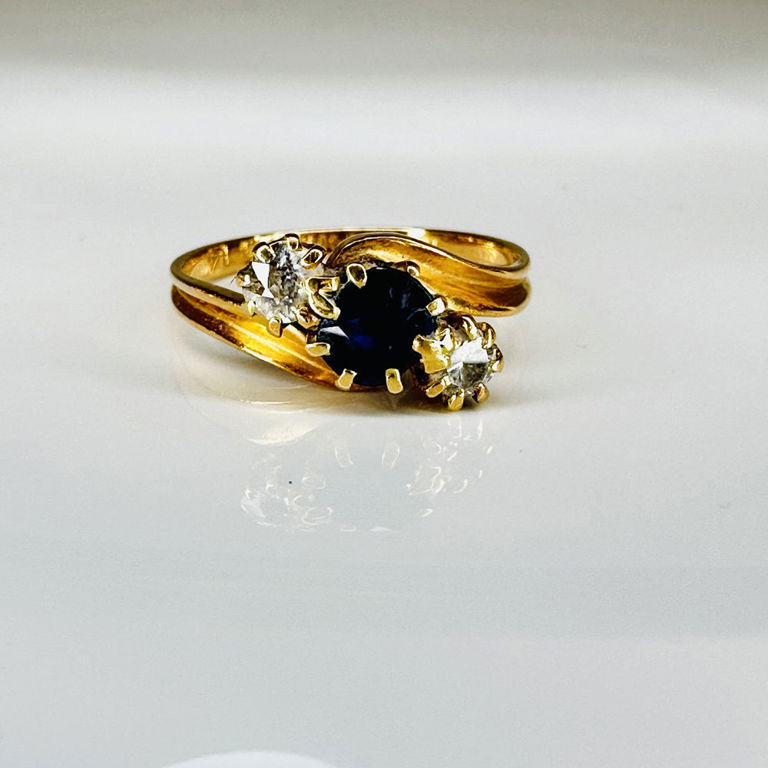 14k gold diamond and sapphire ring