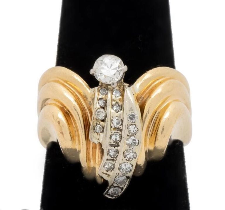 14k yellow gold diamond cocktail ring