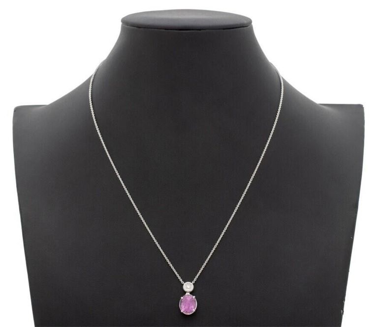 14k white gold pink tourmaline and diamond necklace