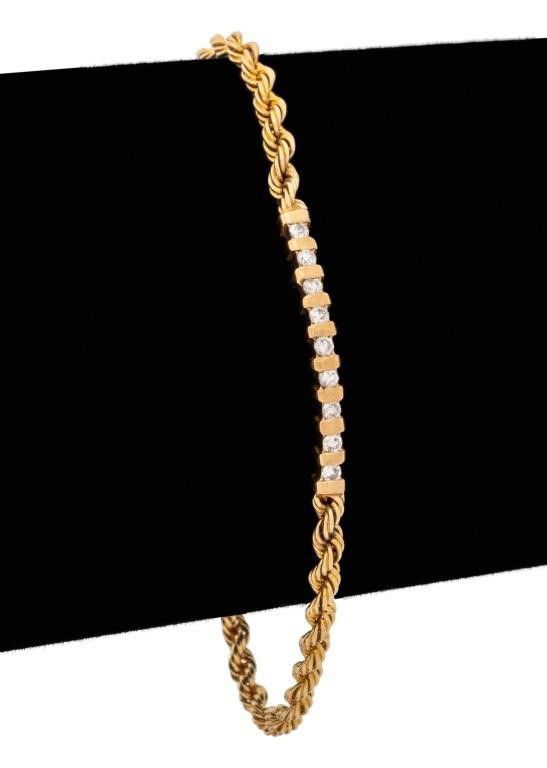 14k yellow gold diamond channel set bracelet