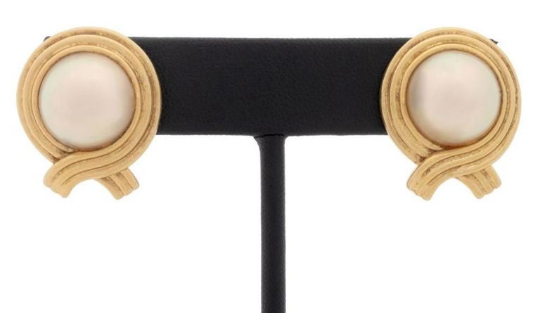 14k yellow gold pearl earrings