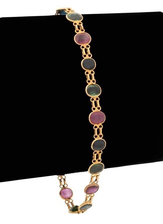 14k yellow gold multicolored topaz bracelet