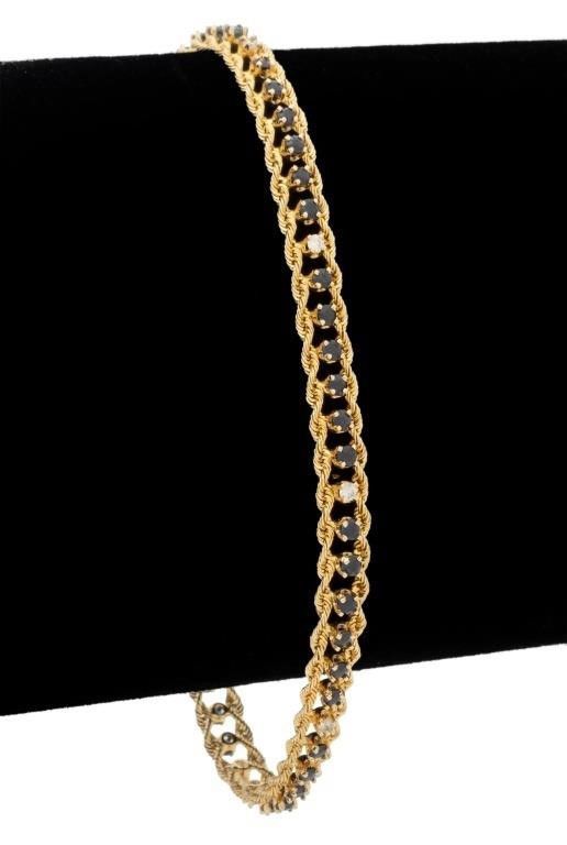 14k yellow gold sapphire and diamond bracelet