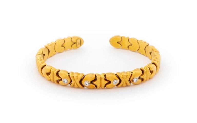 18k yellow gold diamond cuff bracelet