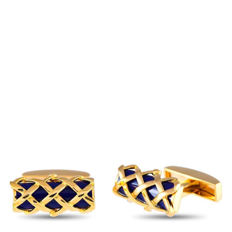 18k gold enameled cufflinks