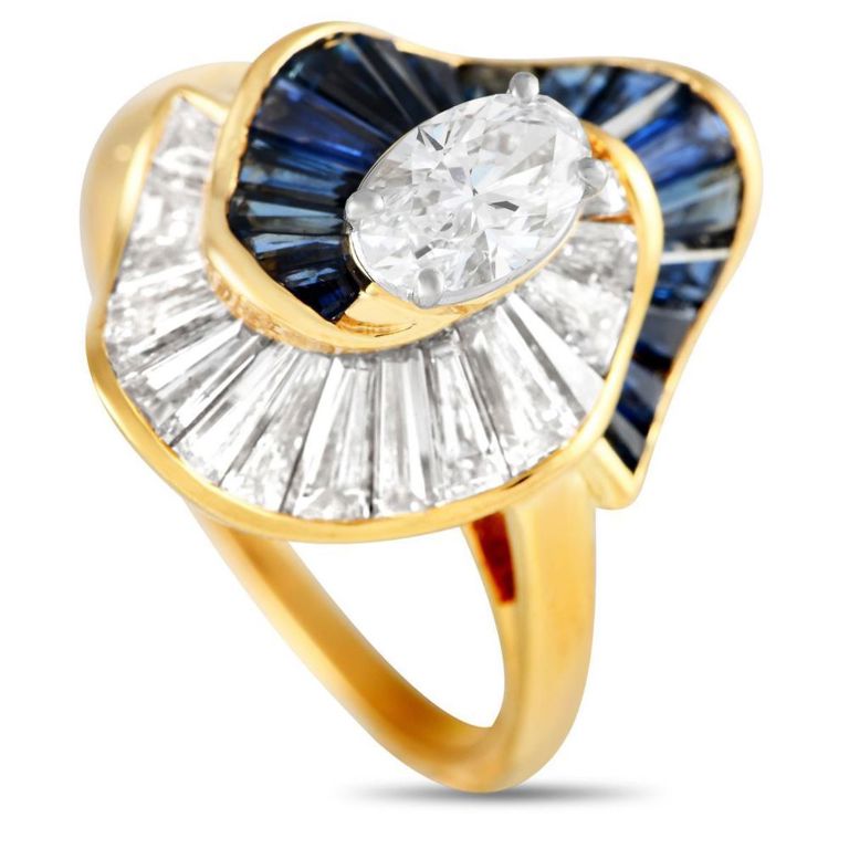 18k gold diamond and sapphire ring
