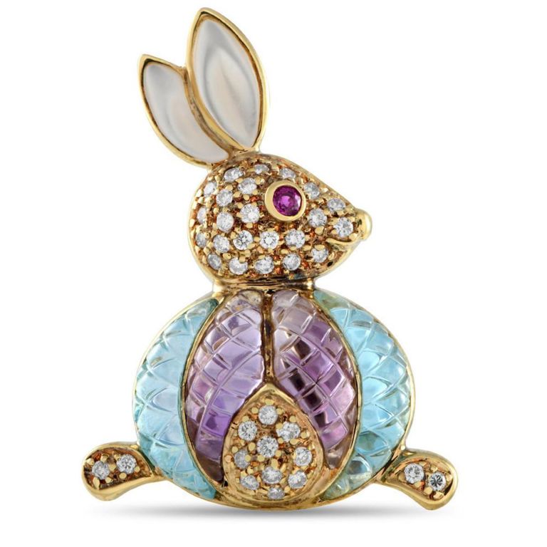 18k gold Bunny brooch