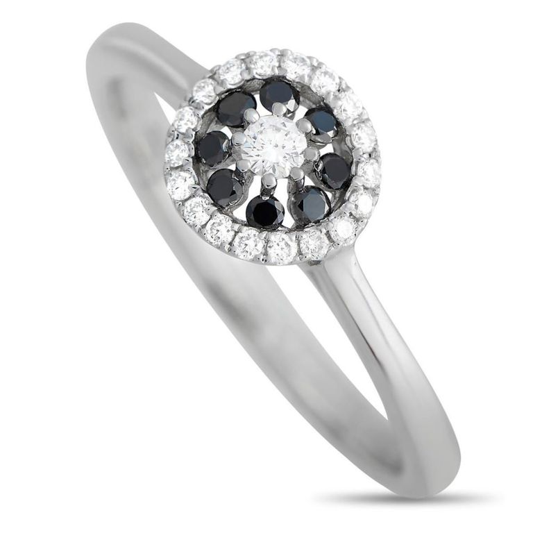 18k gold white and black diamond ring