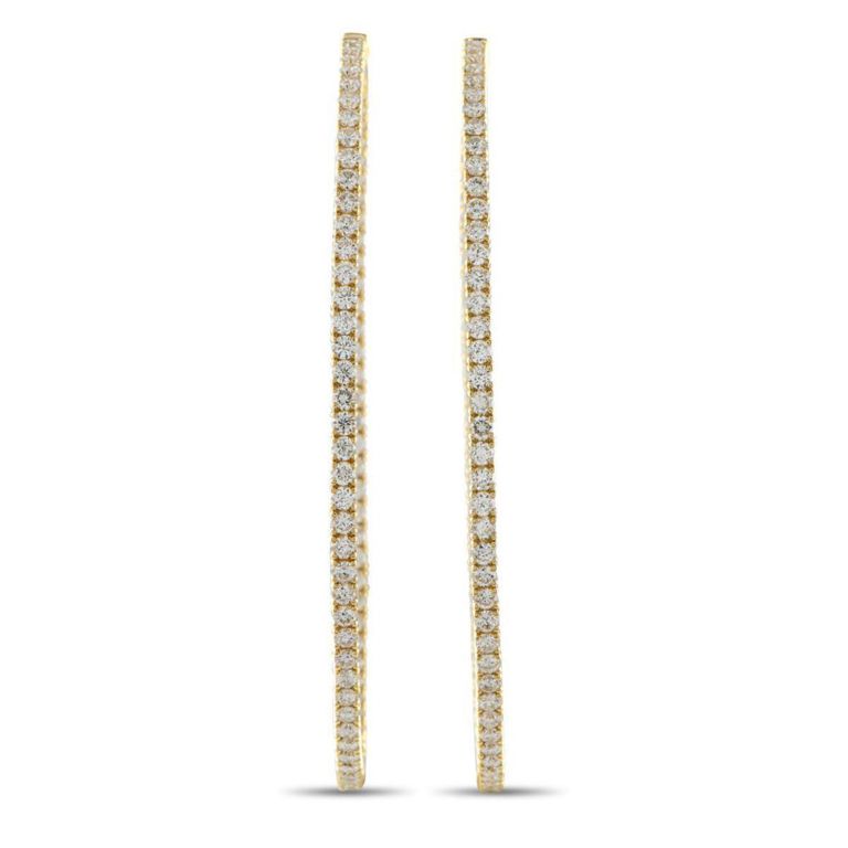 14k yellow gold diamond hoop earrings