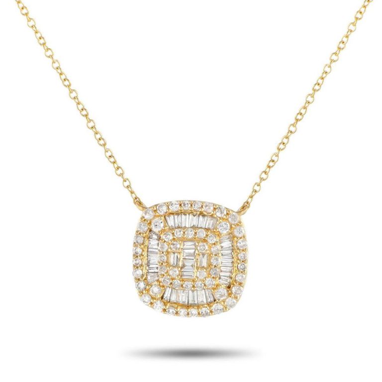 14k yellow gold cluster diamond necklace
