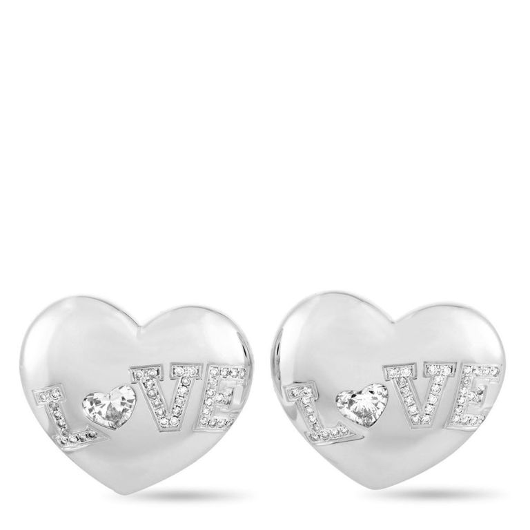 18k gold Chopard diamond heart earrings