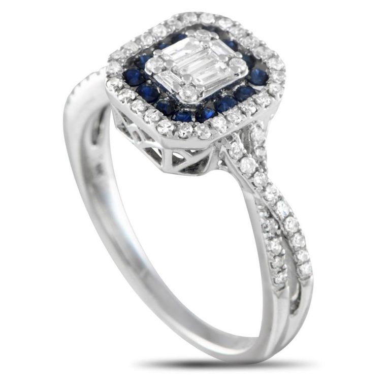14k gold diamond and sapphire ring