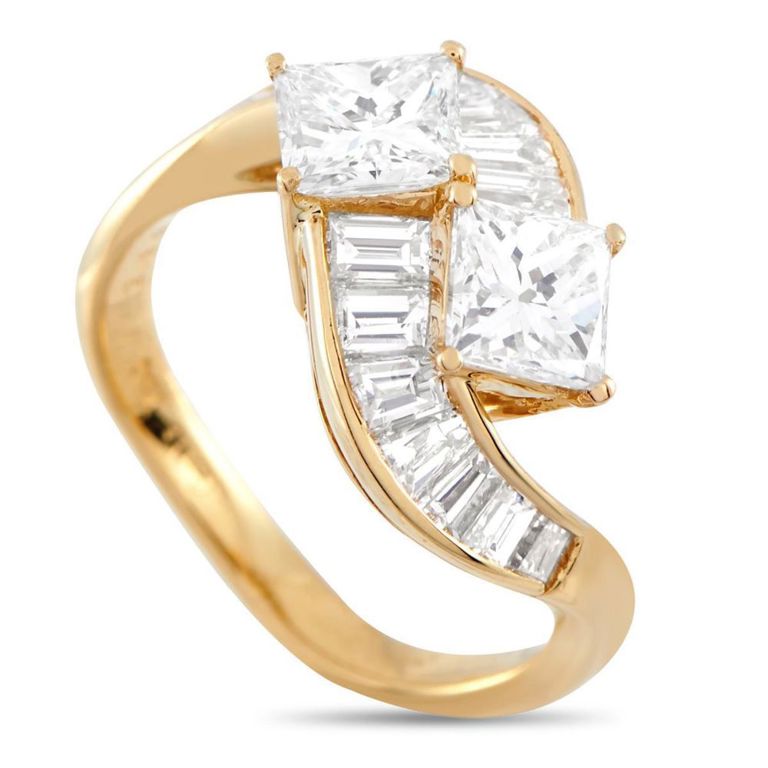 18k yellow gold diamond bypass ring