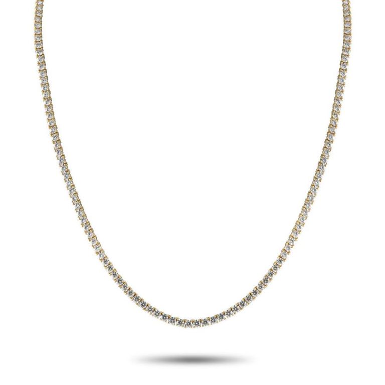 14k yellow gold diamond tennis necklace
