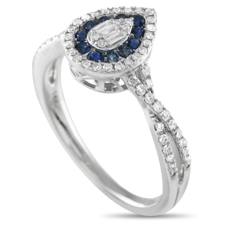 14k gold sapphire and diamond ring