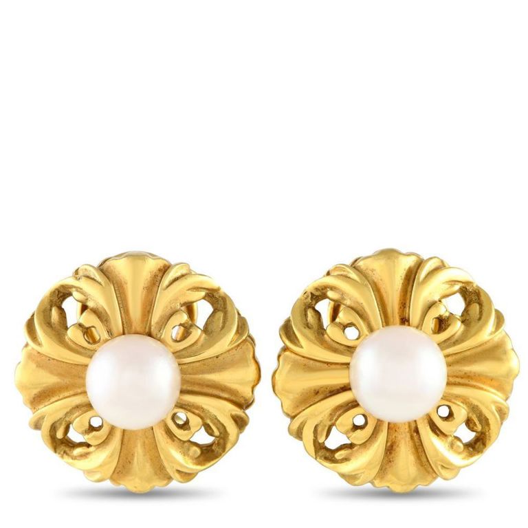18k yellow gold pearl clip-on earrings