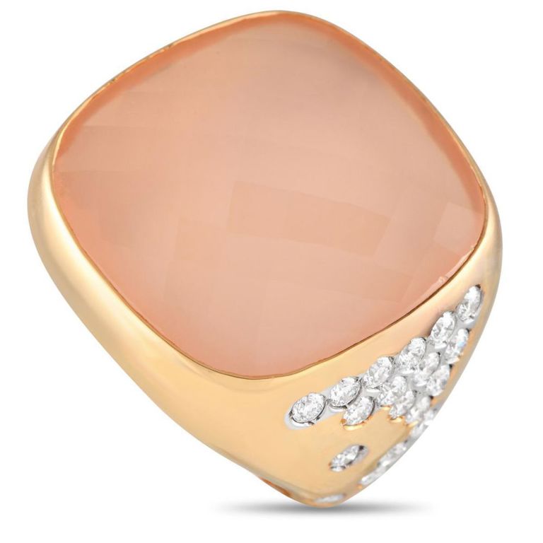 18k yellow gold chalcedony and diamond ring