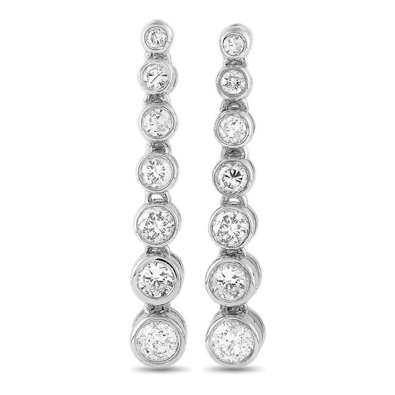14k white gold diamond drop earrings