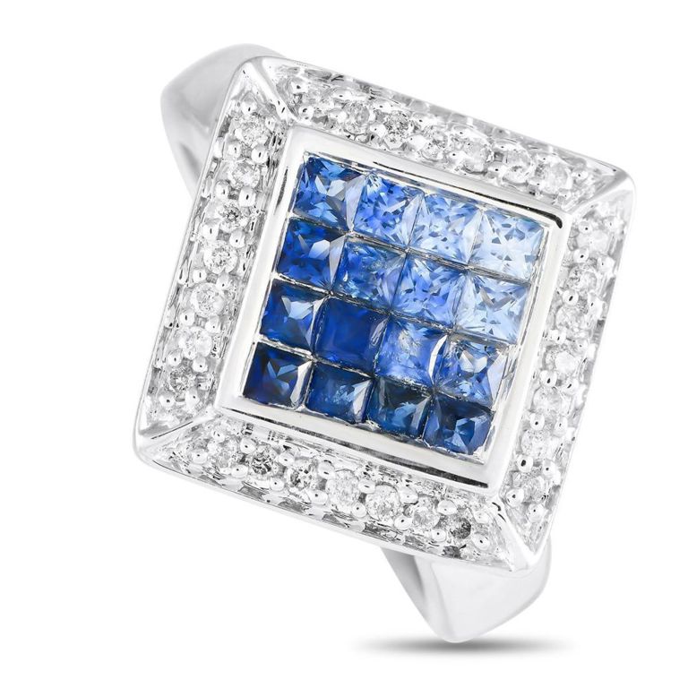 14k white gold sapphire and diamond ring