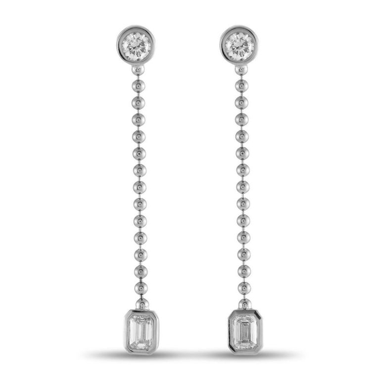 18k white gold diamond dangle earrings