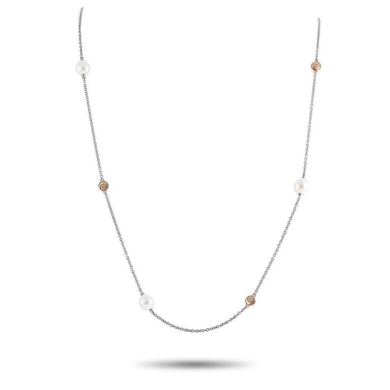 18k white and rose gold pearl necklace