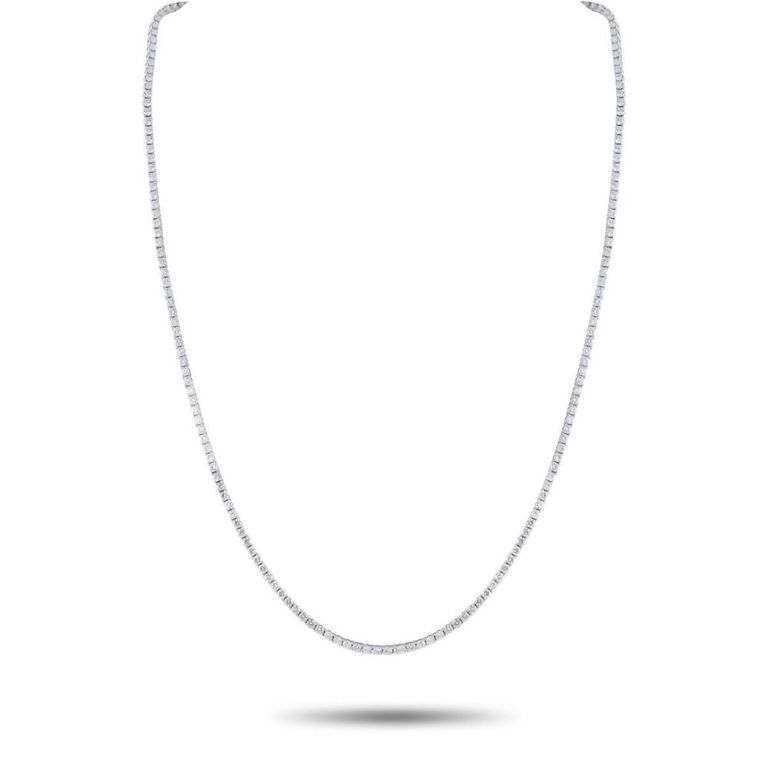14k white gold diamond tennis necklace