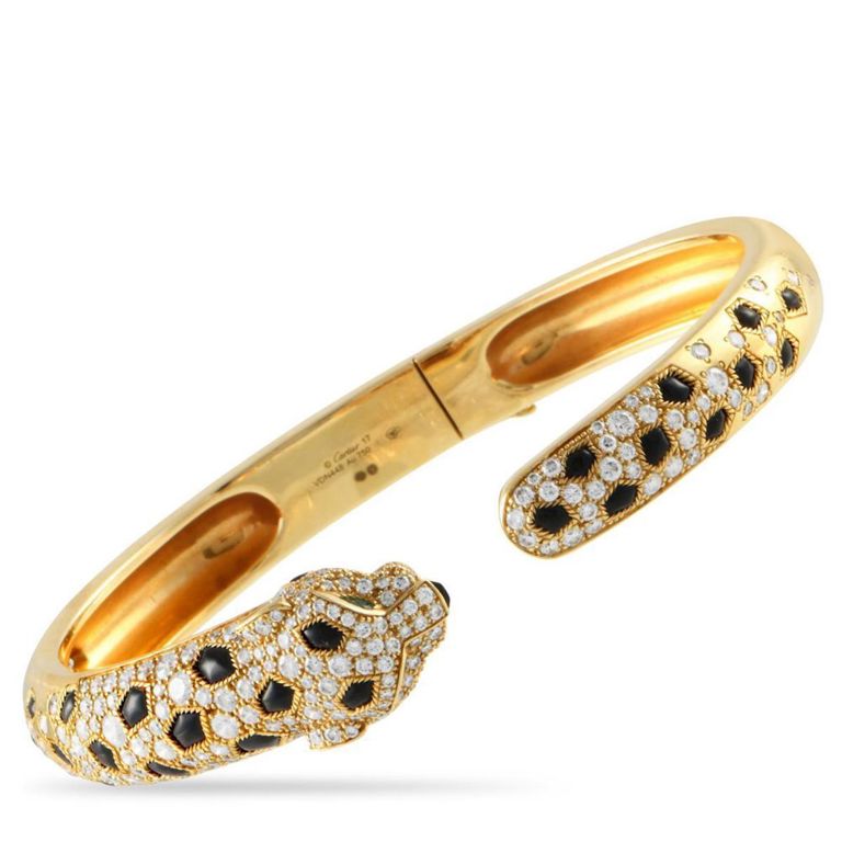 18k yellow gold diamond onyx emerald bracelet
