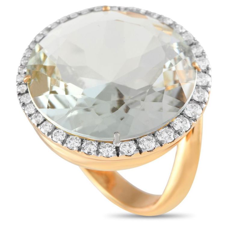 18k yellow gold diamond and amethyst ring