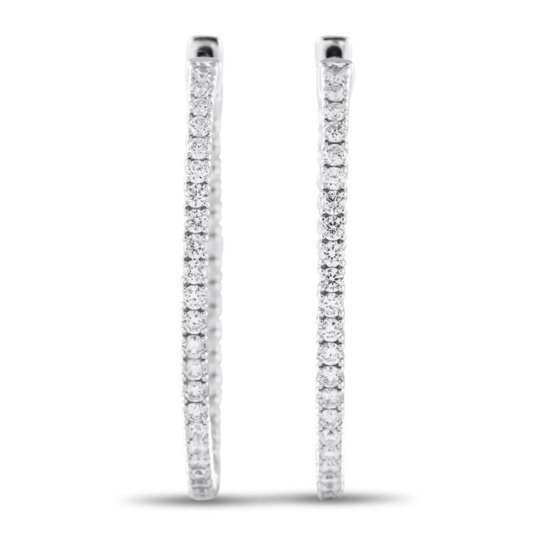 14k yellow gold hoop diamond earrings