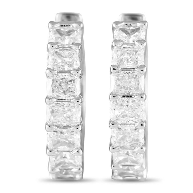 18k white gold diamond huggie hoop earrings